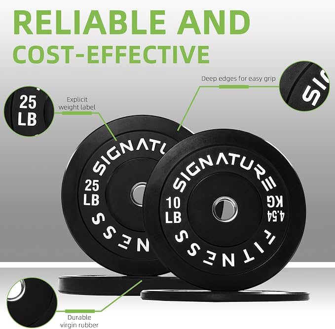 Fitvids 2-Inch Olympic Rubber Weight Plates Sets, Bumper Plates Set for Strength Training, 50-370 Lbs Multiple Options