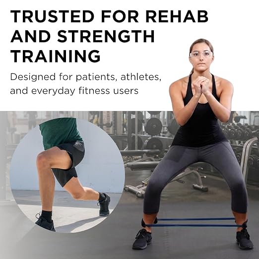 THERABAND Resistance Tubes, 12" Padded Cuffs, Blue, Extra Heavy, Level 4 | Durable, rubber. For home, travel, gym. Elastic, fitness, strength, training.