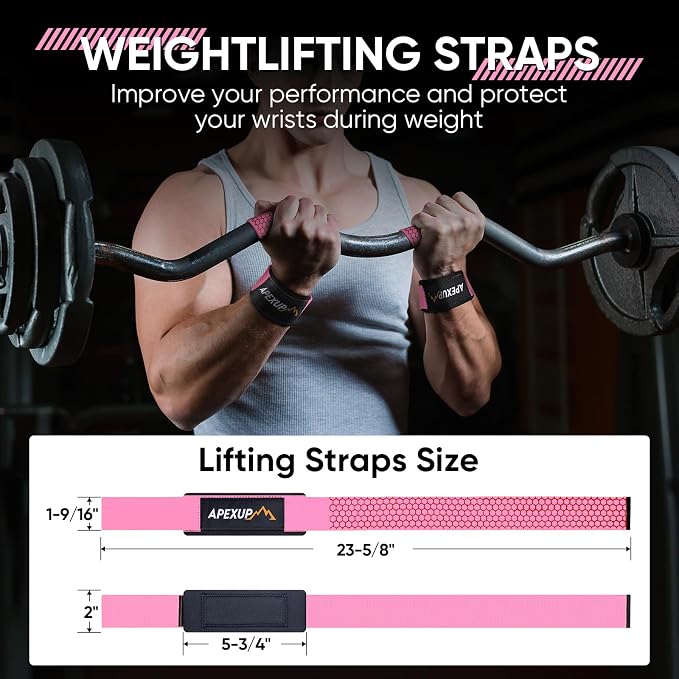 Weight Lifting Straps for Weightlifting, Lifting Wrist Straps Gym, Deadlift Strap, Anti Slip Silicone Weightlifting Strap Men Women Powerlifting, Strength Training