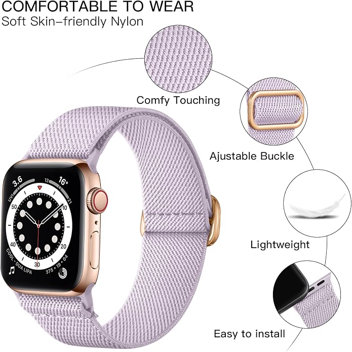 Lerobo Braided Band Compatible with Apple Watch Series 11 10 9 8 7 46mm 45mm 41mm Ultra SE 3 2 1 49mm Series 6 5 4 3 44mm 40mm 38mm 42mm Men iWatch Bands Women Stretchy Nylon Solo Loop Sport Strap