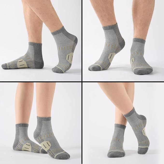 6 Pairs Copper Ankle Compression Socks for Men and Women | Copper Graduated Compression Socks with Terry Cushioning and Arch Support, Breathable Mesh Design, Machine Washable