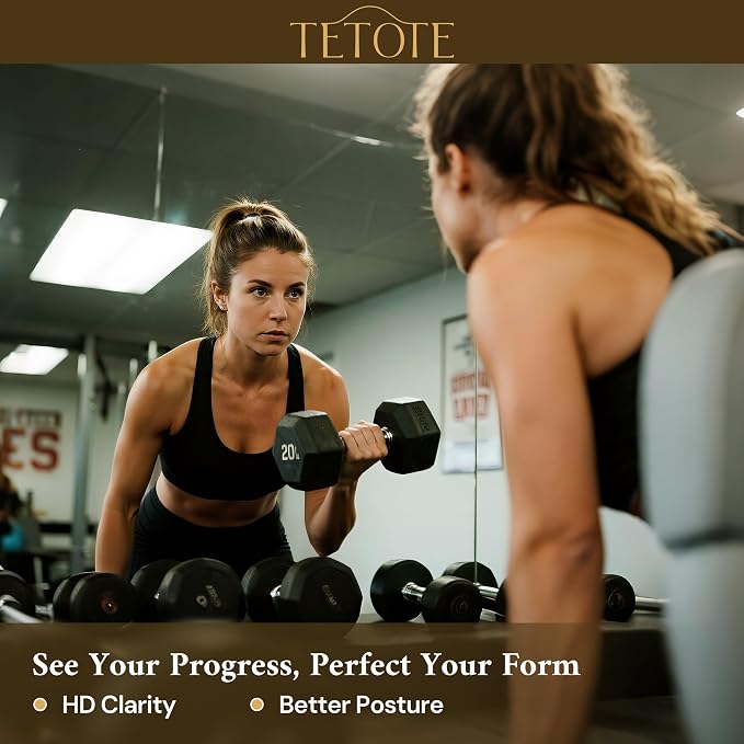 TETOTE Gym Mirrors for Home Gym Wall Large 65" x 24" - 2PCS Workout Exercise Fitness Mirror, Tempered Glass Frameless Full Length Mirror for Garage, Dance Studio, Yoga, Bedroom, Living Room