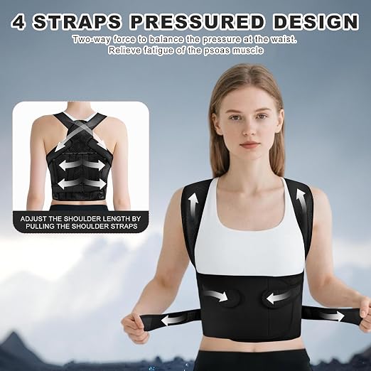Back Brace Posture Corrector for Women and Men, Adjustable Shoulder Straightener Full Lumbar Support Belt, Upper and Lower Back Pain Relief, Scoliosis Hunchback Hump Thoracic Spine Corrector (Black S)