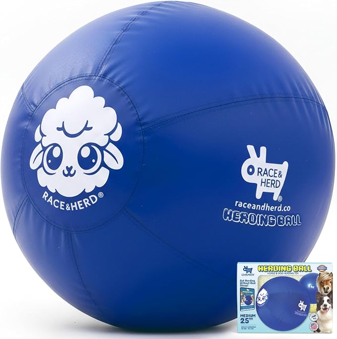 Race&Herd 25" Original Herding Ball for Dogs — Balls for Dog Toys (Ocean) | Large Herding Ball for Australian Shepherd, Border Collie, Corgi & Blue Heeler, Instinct-Driven Outdoor Exercise