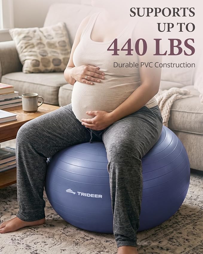 Trideer Exercise Ball, Stability Yoga Ball for Physical Therapy, Active Sitting, Pregnancy & Birth Labor Prep, Core Strength, Balance Training, Posture Improvement and Daily Stretching, 55/65/75cm
