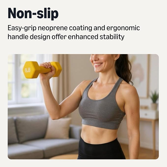 Amazon Basics Neoprene Dumbbell Hand Weights for Exercise and Muscle Toning