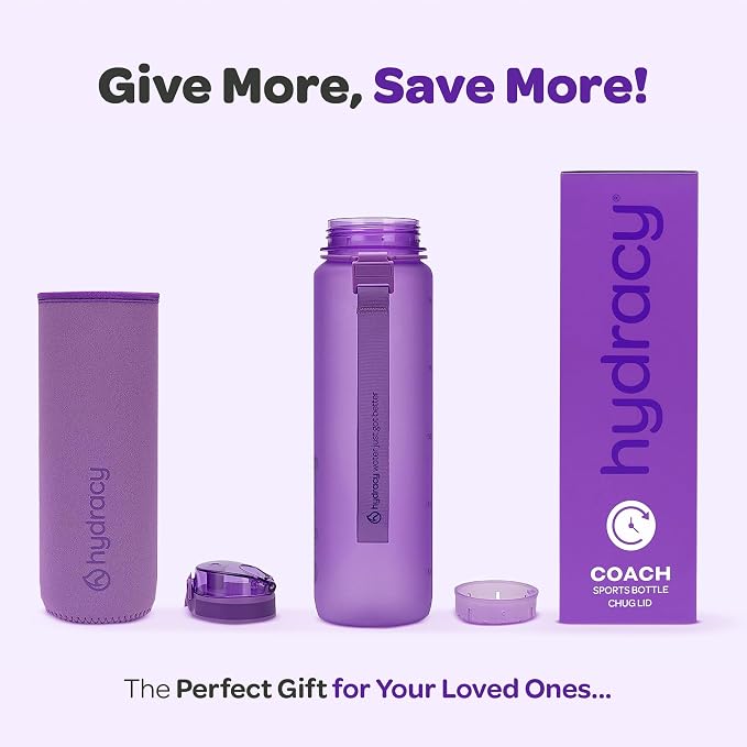 Hydracy Water Bottle with Time Marker -Large 32 oz BPA Free Water Bottle & No Sweat Sleeve -Leak Proof Gym Bottle with Fruit Infuser Strainer & Times to Drink -Ideal Gift for Fitness Sports & Outdoors | BPA-Free Tritan, Leakproof Flip-Top Lid,No-Sweat ...
