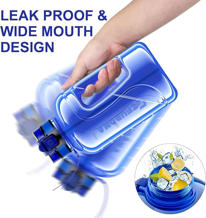 2 Litre Water Bottle with Straw, Motivational Sports Jug | Easy Drinking, Hiking, Cycling, Outdoor Adventures