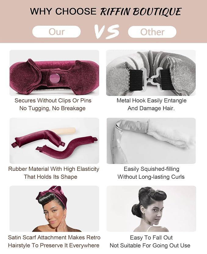 Classic Heatless Curls Overnight Rods No Heat Hair Curlers to Sleep Jumbo Foam Large Hair Rollers for Medium Long Hair Blowout Look, Heatless Flexible Curling Rod Set with Satin Wrap for Sleeping