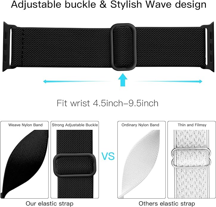 Lerobo Braided Band Compatible with Apple Watch Series 11 10 9 8 7 46mm 45mm 41mm Ultra SE 3 2 1 49mm Series 6 5 4 3 44mm 40mm 38mm 42mm Men iWatch Bands Women Stretchy Nylon Solo Loop Sport Strap