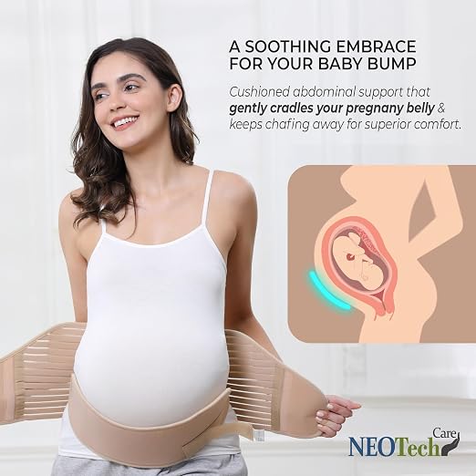 NeoTech Care Pregnancy Belly Band, Maternity Belt, for Pregnancy Belly Support, Back/Pelvic Support (Size L, Beige Color)