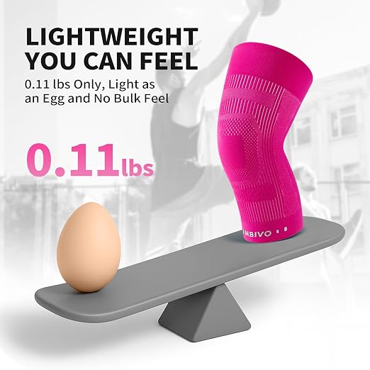 CAMBIVO Knee Brace for Women and Men (2 Pack), Ultra-Thin Lightweight Knee Compression Sleeve (Hot Pink, Large)