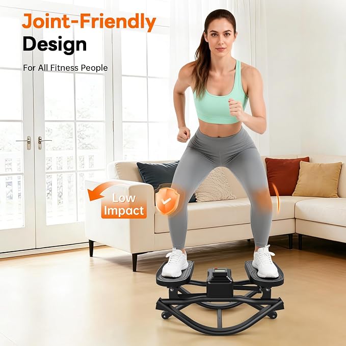 HXD-ERGO Rock Stepper with Elastic Resistance Bands, Side-to-Side Lateral Rocking Motion, Digital Display & High-Capacity Design for Home Leg GluteWorkout
