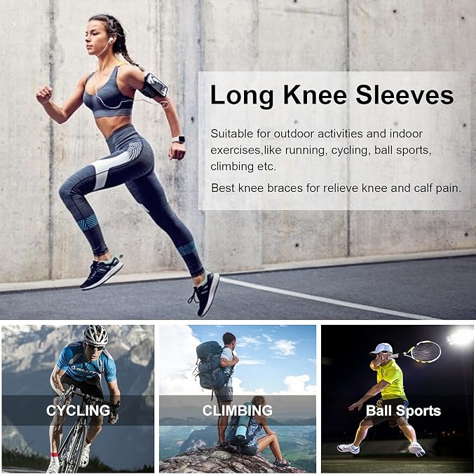 SKDK Full Leg Sleeves Long Compression Leg Sleeve Knee Sleeves Protect Leg, for Man Women Basketball, Arthritis Cycling Sport