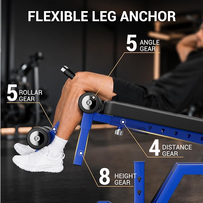 Keppi Fitness Bench6000 Weight Bench, Commercial Grade FID Workout Bench | 2200lb Flat Capacity, 11 Back&8 Seat Specialized Angles for Serious Lifters, 97lb Frame Weight with above 1 Gauge Support