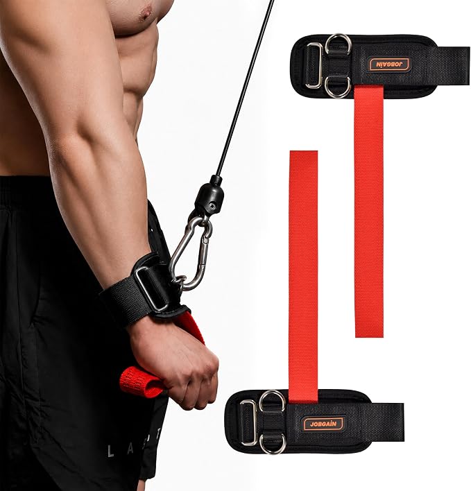 1 Pair Weight Lifting Straps with D Rings | Cable Machine Workout, Neoprene Padded Wrist Straps, Weightlifting Deadlifting, Non-Slip Wrist Support, Men Women