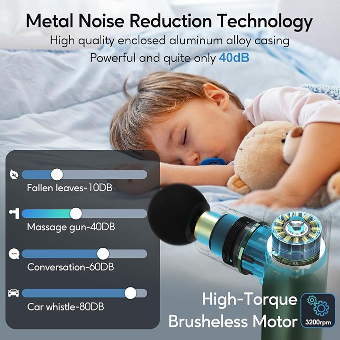 arboleaf Massage Gun Deep Tissue, Full-Metal Electric Portable Hand Held Massager Gun for Back, Body Sore Muscles, Pain Relief, Gifts, Office, Home, Athletes | Compact Full-Metal Design with Quiet Brushless Motor and Carrying Case for Easy Storage, Gym...