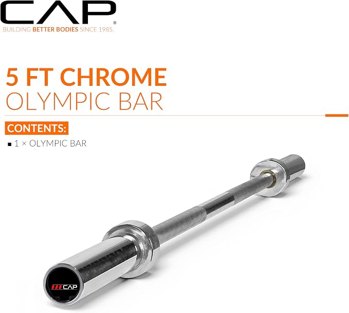 CAP Olympic Barbell - 5FT, 6FT, & 7FT Strength Training Weight Bars, Multiple Options