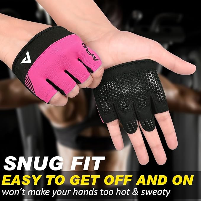 AYRO Workout Gloves for Men & Women, Minimal Short Partial Gym Gloves, Weight Lifting Gloves with Full Palm Protection, Extra Grip Pads & Hand Support for Training & Fitness