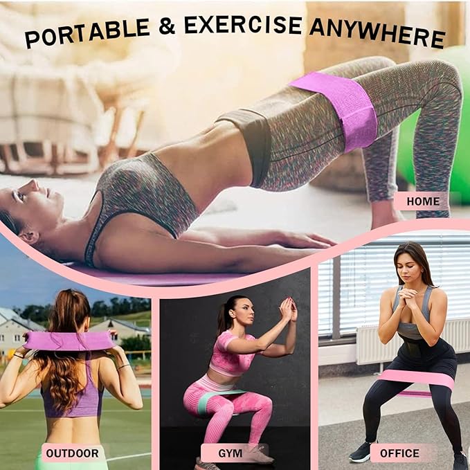 KANGFITER Non-Slip Fabric Resistance Bands for Working Out 3 Levels | Loop Exercise Bands for Booty Leg Butt Glute Hip, Elastic Stretch Workout Bands for Women Men Home Gym Fitness Yoga Pilates