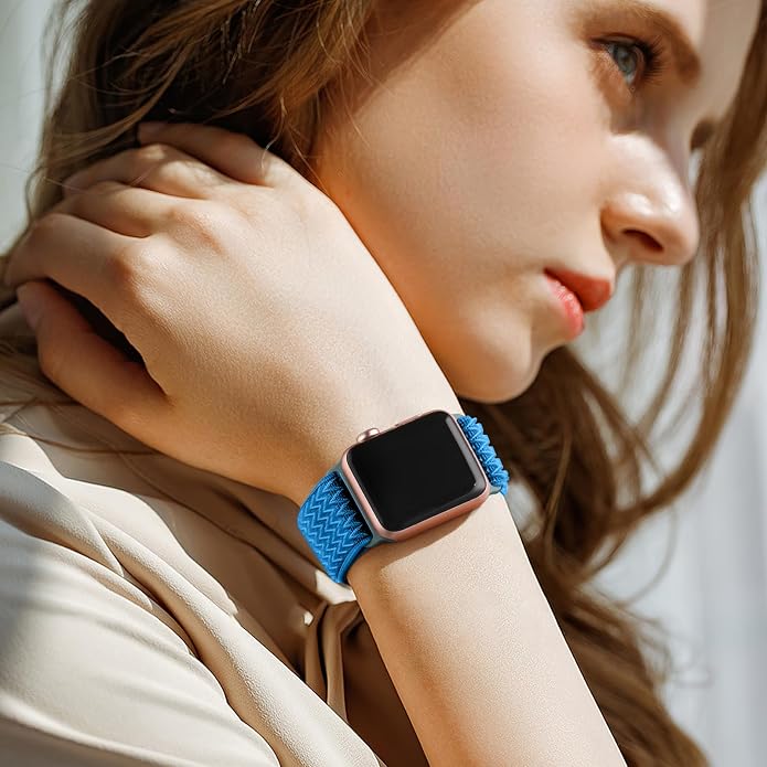 Lerobo Stretchy Nylon Solo Loop Band, Compatible with Apple Watch Series 11 10 9 8 7 6 5 4 3 SE3/2/1 Ultra3/2/1, Adjustable Strap for iwatch Band 44mm 45mm 46mm 49mm 42mm 40mm 41mm 38mm for Women Men