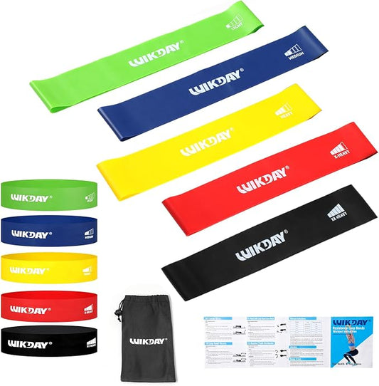 WIKDAY Resistance Bands for Working Out Exercise Loop Bands Workout Bands Set for Men Women Body Stretching, Crossfit Training, Home Workout, Physical Therapy, Booty Legs, Set of 5