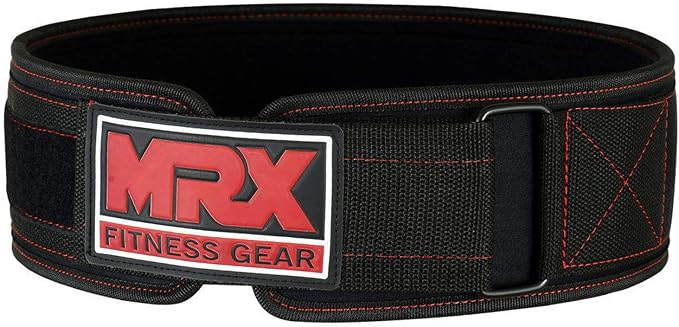 MRX Weight Lifting Belt - 4 Inches Wide 8mm Thick Padded Back Support with Flexible Ultralight Foam Powerlifting Belts Heavy Duty Deadlifts Workout Squats Exercise & Lifting Belt for Men & Women