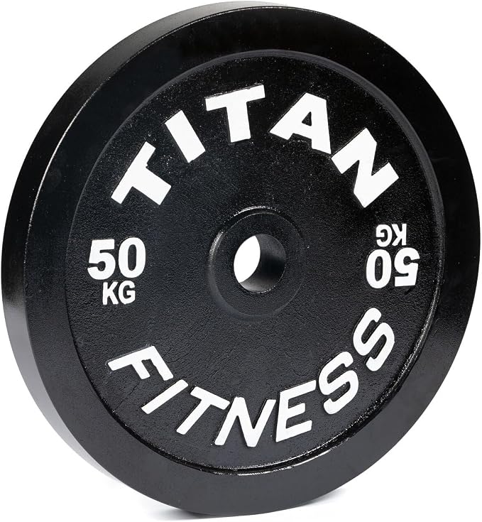 Titan Fitness Olympic Calibrated Steel Powerlifting Plates, Machine Precision Steel Discs