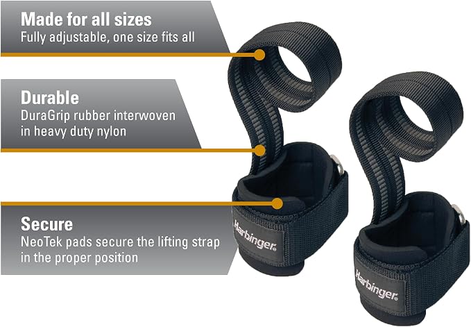 Harbinger Big Grip No-Slip Nylon Lifting Straps with DuraGrip (Pair)