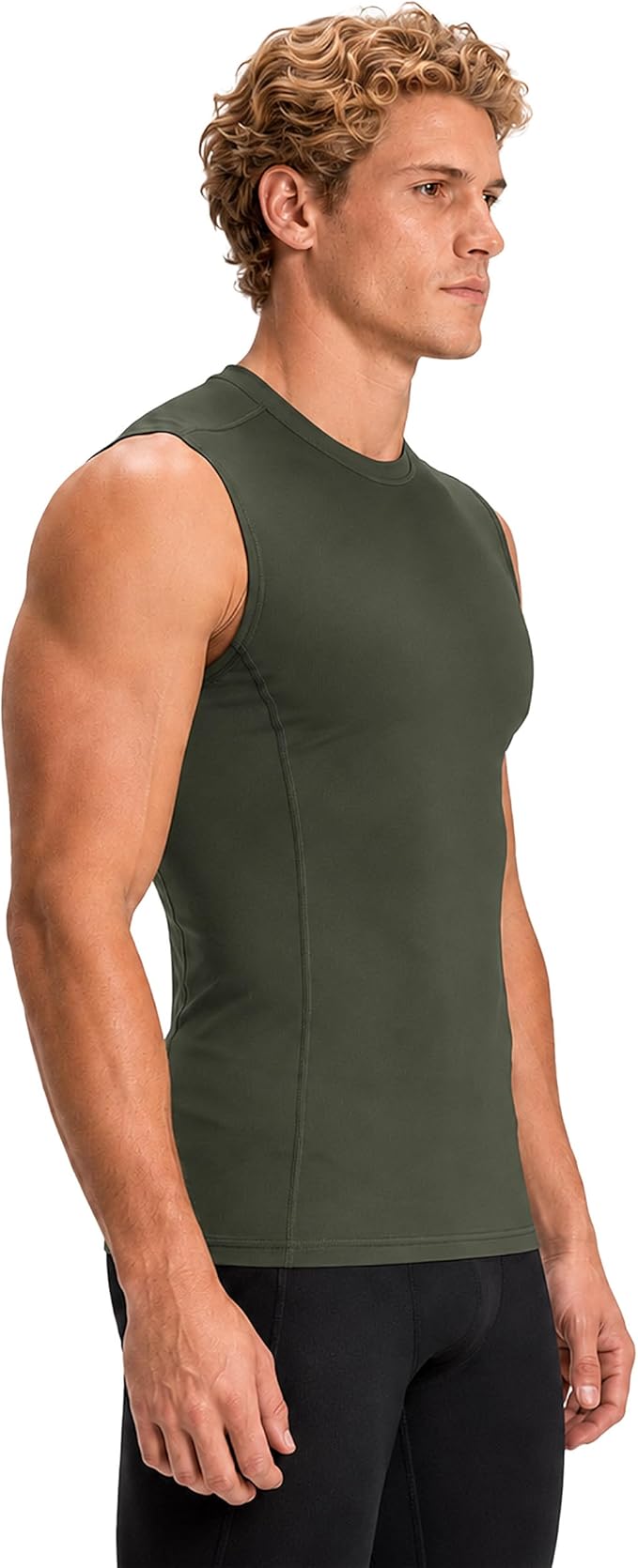 DEVOPS 3 Pack Men's Compression Shirts Sleeveless Tank Top Baselayer | Gym Training, Running, Moisture Wicking, Compression Fit, 4-Way Stretch, UPF 50+, Sleeveless
