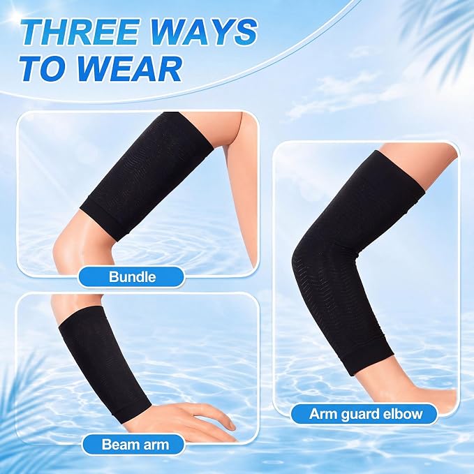 SATINIOR 8 Pairs Sun Protection Cooling Arm Sleeves Upper Compression Sleeve Plus Size Slimming Arm Shaper Wrap for Women