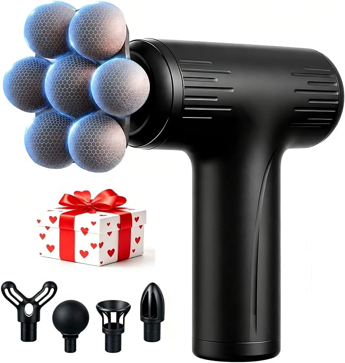 Massage Gun with Wide-Coverage Head, Comfortable Massage for Home & Travel | Lightweight Handheld Design with Wide-Coverage Massage Head, Quiet Operation, Multiple Massage Heads for Home,Gym & Travel