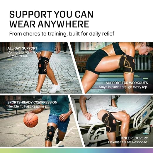 Modvel Knee Brace with Side Stabilizers & Patella Gel Pads for Pain Relief and Joint Support Breathable, Non-Slip Compression Sleeve for Men & Women, Arthritis, Meniscus, ACL Recovery