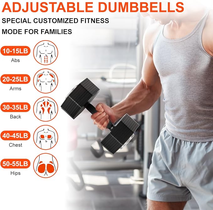 Adjustable Dumbbell Sets, Each 50/80/90/120LB Pairs Durable Steel Build, Free Weights Dumbbells Set of 2 with Anti-slip Handle, For Full Body Home Gym Workout Home Strength Training Equipment 50/80/90/120LBSX2