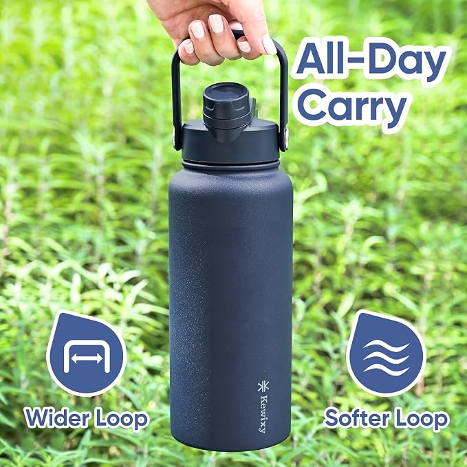 KEWIXY American Flag Insulated Water Bottle 32 oz, 2-in-1 Straw Lid, Leak Proof, Keep Cold 24H, Vacuum Travel Stainless Steel for Men Dads Grandpa, Birthday Christmas July 4th, Patriotic, USA Eagle