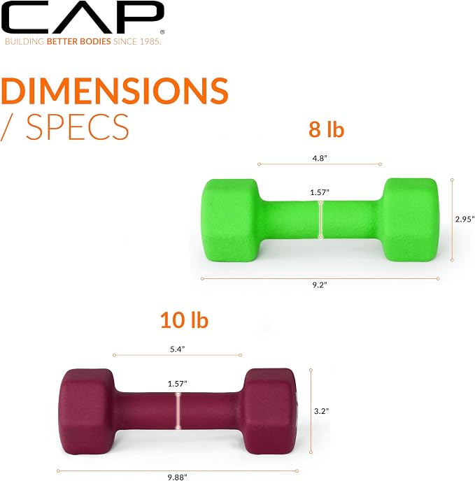 CAP Barbell Neoprene Dumbbell Weights Pairs & Sets | Color Series