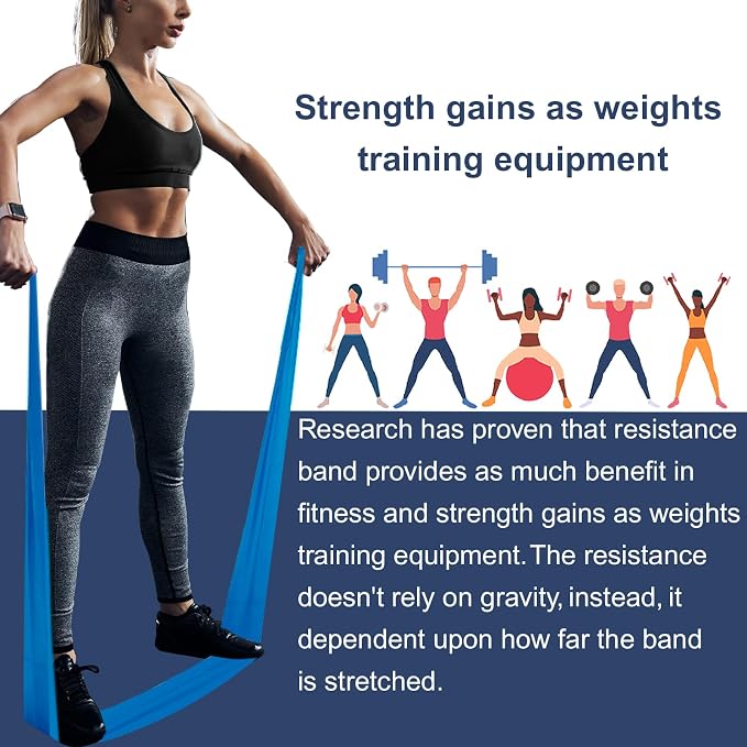 A AZURELIFE Professional Individual Exercise Resistance Bands, Single 5, 6,7 Ft or 8 Yards Elastic Bands, Non-Latex Stretch Bands for PT, Yoga, Pilates, Rehab, at-Home or The Gym Workouts
