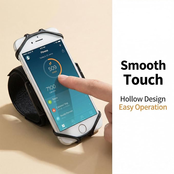 Wristband Phone Holder Mobile Phone Black Wrist Band | 360°Rotatable Hiking Biking Running Sports Wristband for Smartphones 4.5-7''