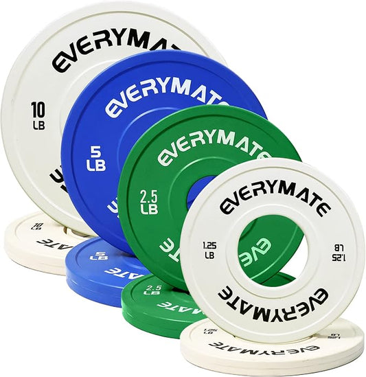 EVERYMATE Change Weight Plates 1.25LB 2.5LB 5LB Set Fractional Plate Olympic Bumper Plates for Cross Training Bumper Weight Plates Steel Insert Strength Training Weight Plates