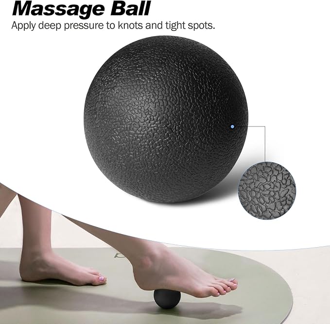 5 in 1 Foam Roller Set High Density Patented Foam Roller for Exercise | Foam Roller Massage Stick, Massage Ball, Resistance Band for Deep Muscle Massage Yoga Trigger Point Release Black Diamond