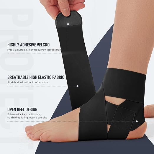 Ultra Thin Ankle Wraps Ankle Brace for Men ＆ Women, Adjustable Ankle Straps for Arch, Sprained Foot, Tendinitis, Football, Basketball, Running（Black, 2 Pack）