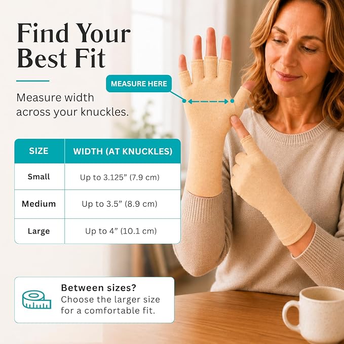 Vive Compression Arthritis Gloves - Comfortable Fit for Men and Women - Open Finger for Rheumatoid, Osteoarthritis, Carpal Tunnel and Computer Typing Pain Relief - Hand and Wrist (X-Small) | Osteoarthritis- Arthritic Joint Pain Relief - Carpal Tunnel W...