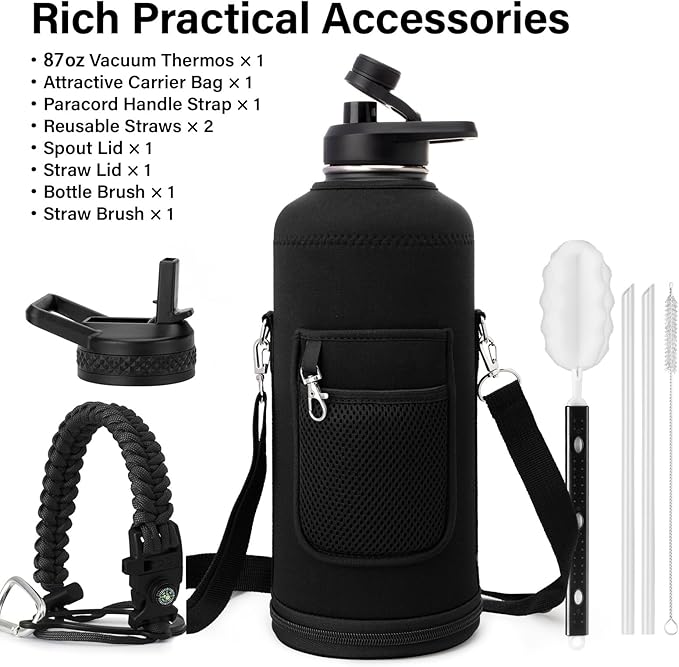 DYSANKY Insulated Water Bottle with Portable Carrier Bag for Outdoor 87 oz