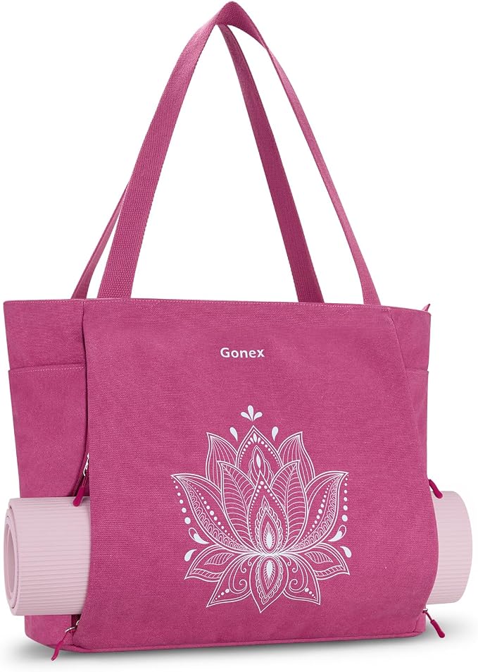Gonex Yoga Mat Bag with Zipper Mat Carrier Canvas Gym Tote | Durable Canvas, Zipper Closures Prevent Slipping, Quick Access, Bottle Holder, Fits Yoga Blocks, Gym & Travel Use