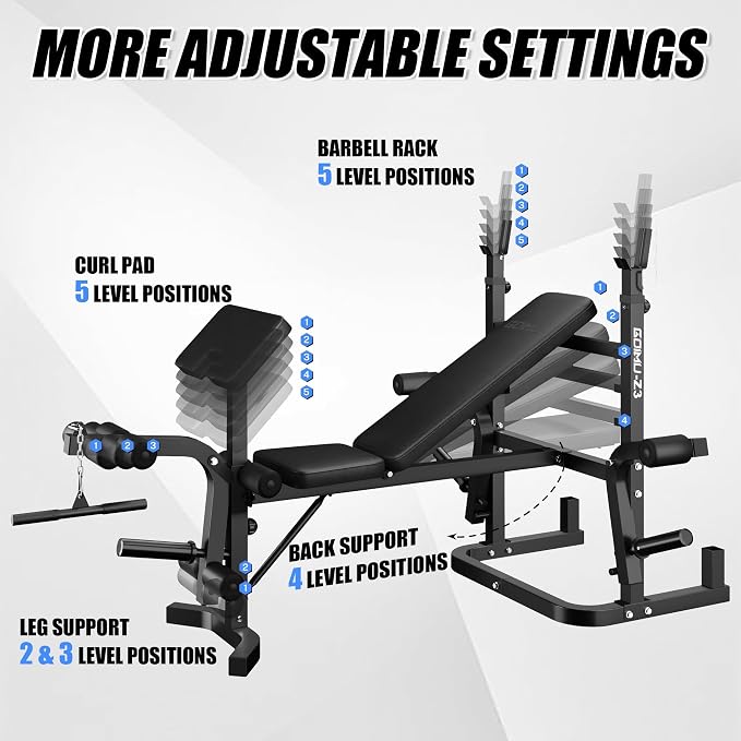 Z3 900LBS Olympic Weight Bench Set with Leg Extension, 9 in 1 Workout Press with Preacher Curl Pad and LAT Pulldown, Strength Training Bench for Home Gym