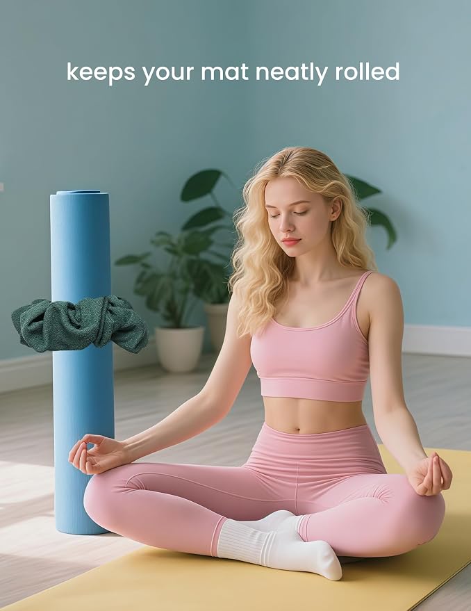 Yoga Mat Scrunchie Yoga Mat Strap Carrier Pilates Mat Holder | Holds Your Yoga Mat in Style, Adjustable & Stretchy Yoga Mat Band, Fits Most Standard Yoga Mats (mat not included),Yoga Gifts