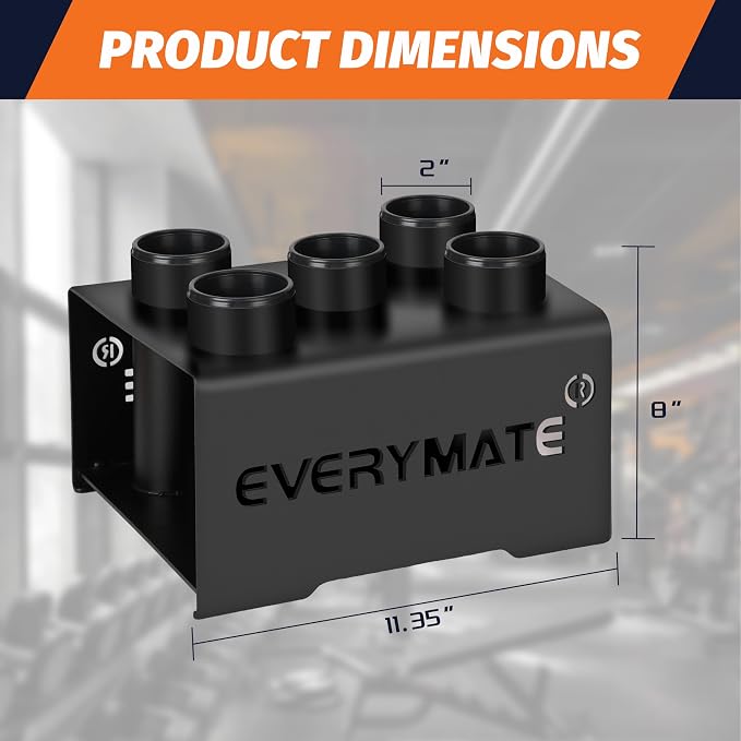EVERYMATE Vertical Barbell Rack - Heavy-Duty Steel Organizer, Barbell Holder Floor Stand, Fits 2" Olympic Bars with Scratch-Resistant Inserts, Space-Saving for Home/Garage/Commercial Gym