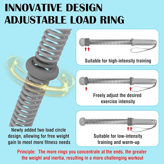 2PCS Portable Ropeless Battle Ropes with Adjustable Weight Rings | Cordless Battle Rope for Home Gym, HIIT Workout, Low-Impact Cardio, Strength Training, Fitness Equipment for Women & Men