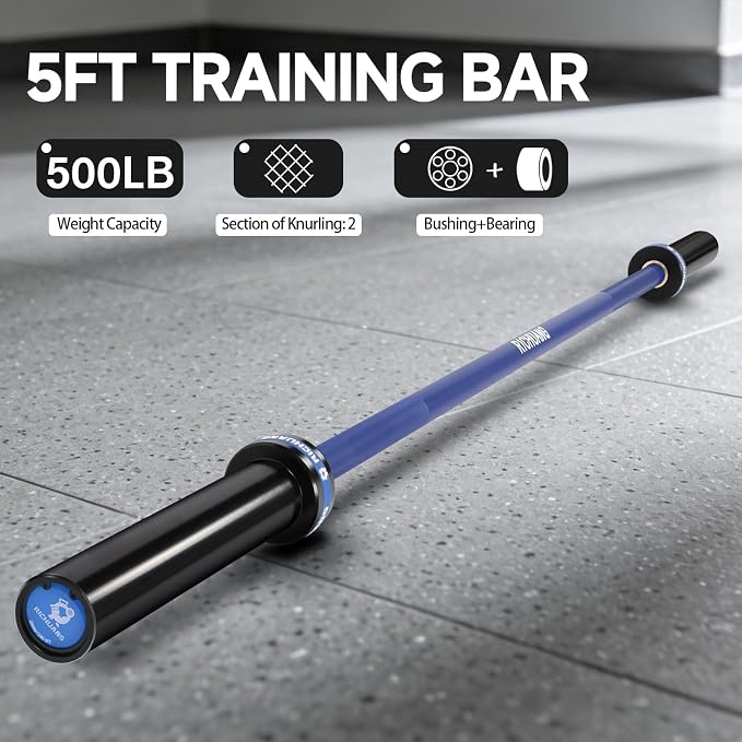 Ceramic Olympic Barbell 4/5/6FT – Short 2" Bar for Home Gym | Alloy/A3/45 steel. 400-500LB. 28mm knurled grip. Brass bushings. Squat, bench, deadlift, hip thrust. Fits standard plates.