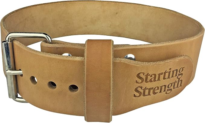 Leather Weight Lifting Belt - Hand Crafted In USA – Starting Strength - Powerlifting Support - Single Ply - 3-Inch Wide, 6mm Thick - Stainless Steel Roller Buckle
